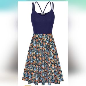 Spaghetti Strap Floral Swing Dress